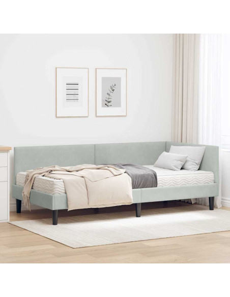 Struttura Letto Angolare con Materasso 2 pcs Grigio chiaro