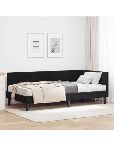 Struttura Letto Angolare con Materasso Altro 2 pcs Nero Velluto