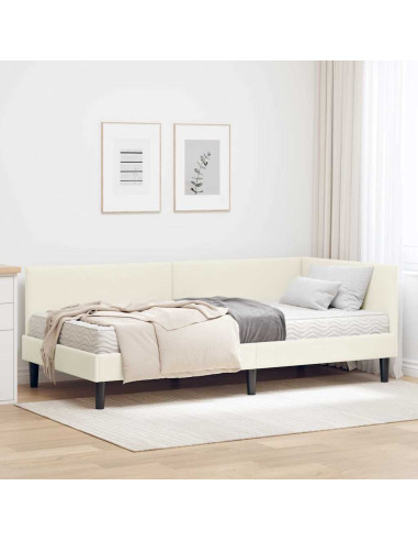 Struttura Letto Angolare con Materasso 2 pcs Crema Velluto