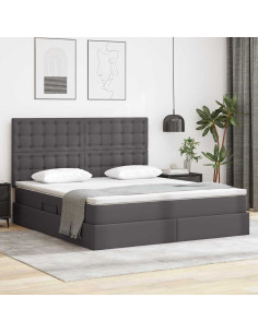 Letto con Contenitore Grigio 160 x 200 cm Pelle Sintetica