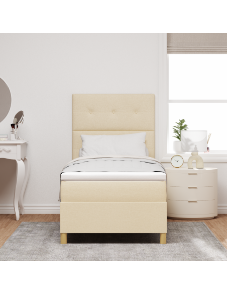 Letto a Sorgente LED con materasso Crema 80 x 200 cm Tessuto