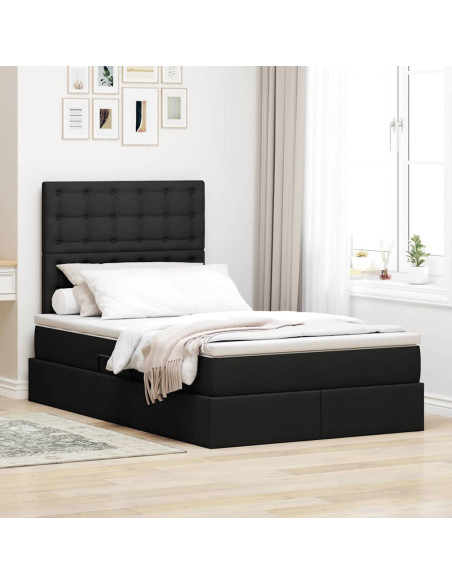 Letto con contenitore e materasso Nero 120 x 200 cm Poliestere