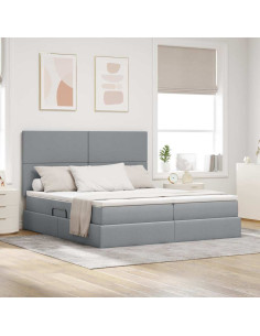 Letto con Contenitore con materasso Grigio chiaro 200 x 200 cm