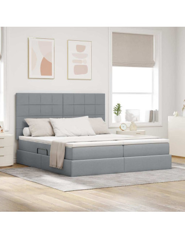 Letto con Contenitore con materasso Grigio chiaro 200 x 200 cm
