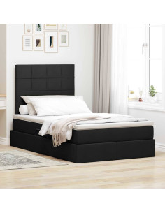 Letto con contenitore e LED Nero 120 x 200 cm Poliestere