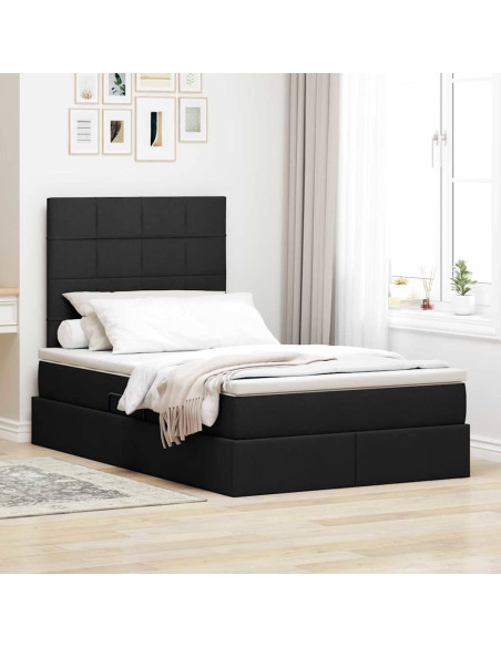 Letto con contenitore e LED Nero 120 x 200 cm Poliestere