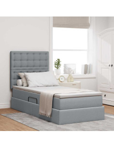 Letto con contenitore e LED con led Grigio chiaro 100 x 200 cm