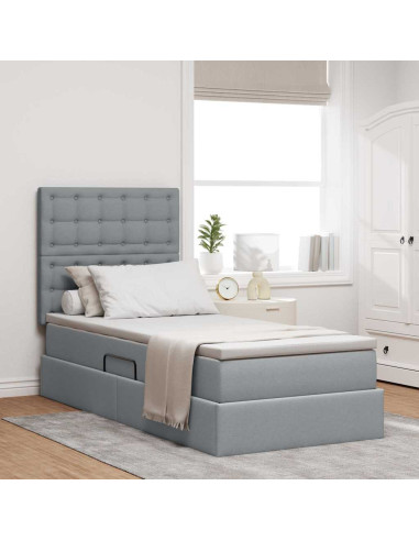 Letto con contenitore e LED con led Grigio chiaro 100 x 200 cm