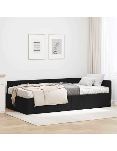 Struttura Letto Angolare con Materasso Altro 2 pcs Nero Tessuto