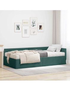Struttura Letto Angolare con Materasso 2 pcs Verde Tessuto