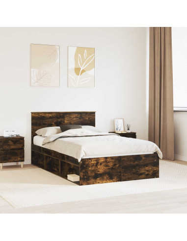 Struttura del letto Rovere fumé 120 x 200 cm Pino massello