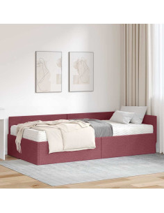 Struttura Letto Angolare con Materasso 2 pcs Grigio Tessuto