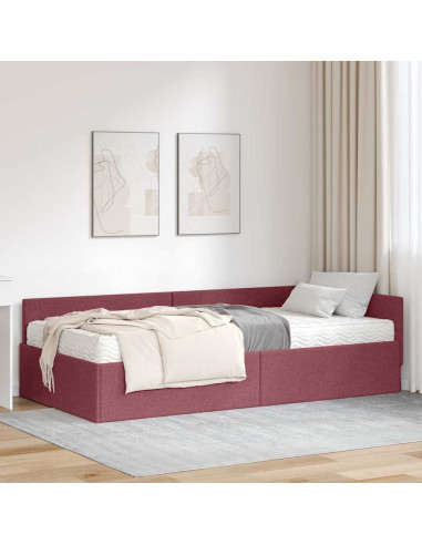 Struttura Letto Angolare con Materasso 2 pcs Grigio Tessuto