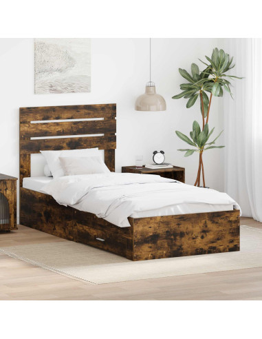 Struttura del letto Rovere Affumicato e Argento 75 x 190 cm