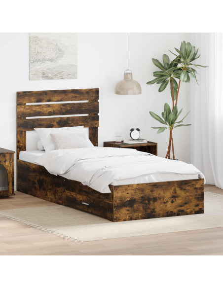 Struttura del letto Rovere Affumicato e Argento 75 x 190 cm