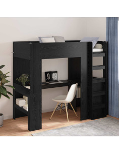 Struttura letto a castello con scrivania Rovere Nero