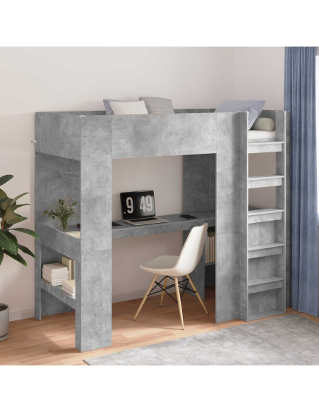 Struttura letto a castello con scrivania Grigio cemento