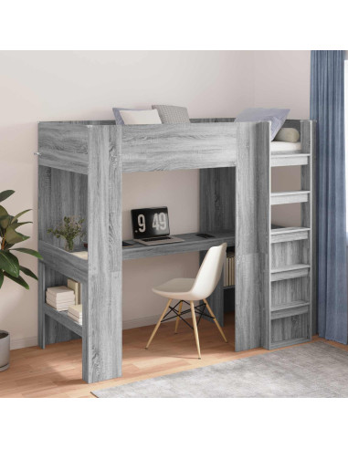 Struttura letto a castello con scrivania Grigio Sonoma