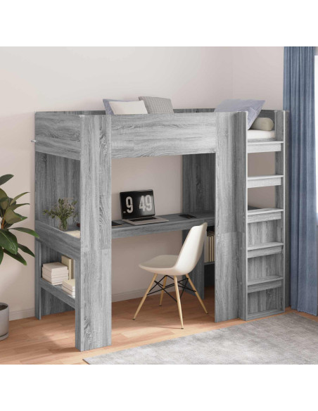 Struttura letto a castello con scrivania Grigio Sonoma
