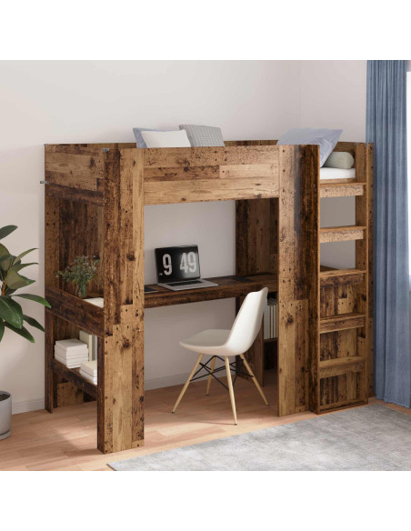 Struttura letto a castello con scrivania Legno vecchio