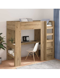 Struttura letto a castello con scrivania Rovere artigianale