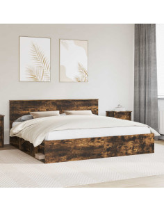 Struttura del letto Rovere fumé 200 x 200 cm Pino massello