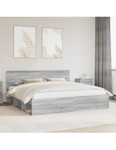 Struttura del letto Grigio Sonoma 200 x 200 cm Pino massello