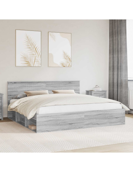 Struttura del letto Grigio Sonoma 200 x 200 cm Pino massello