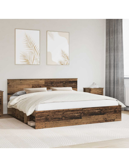 Struttura del letto Legno vecchio 200 x 200 cm Pino massello