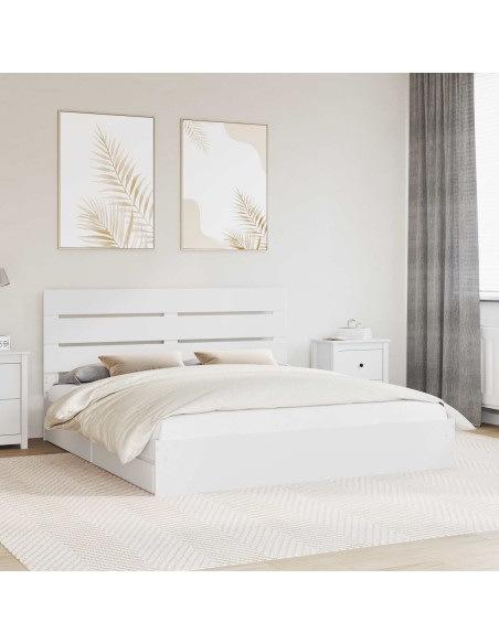 Letto con Contenitore Bianco 200 x 200 cm Legno multistrato