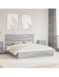 Letto con Contenitore con testiera Grigio Sonoma 200 x 200 cm