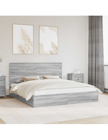Letto con Contenitore con testiera Grigio Sonoma 180 x 200 cm