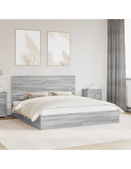 Letto con Contenitore con testiera Grigio Sonoma 180 x 200 cm