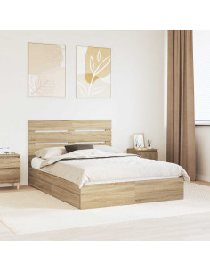 Letto con Contenitore con testiera Rovere Sonoma 160 x 200 cm