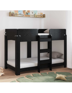 Letto a Castello per Bambini Rovere Nero 80 x 160 cm