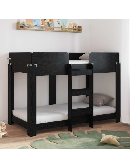 Letto a Castello per Bambini Rovere Nero 80 x 160 cm