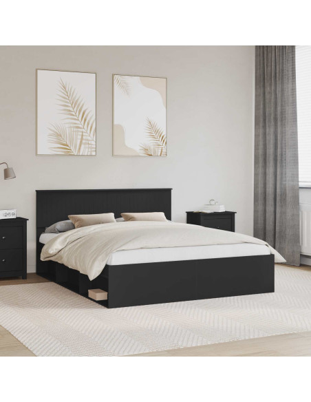 Struttura del letto Nero 160 x 200 cm Pino massello
