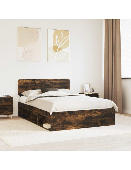 Struttura del letto Rovere fumé 150 x 200 cm Pino massello