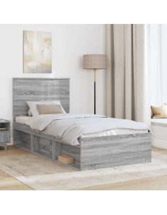 Struttura del letto Grigio Sonoma 90 x 190 cm Pino massello