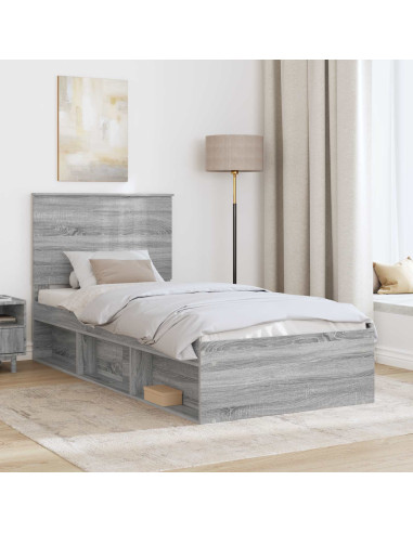 Struttura del letto Grigio Sonoma 90 x 190 cm Pino massello