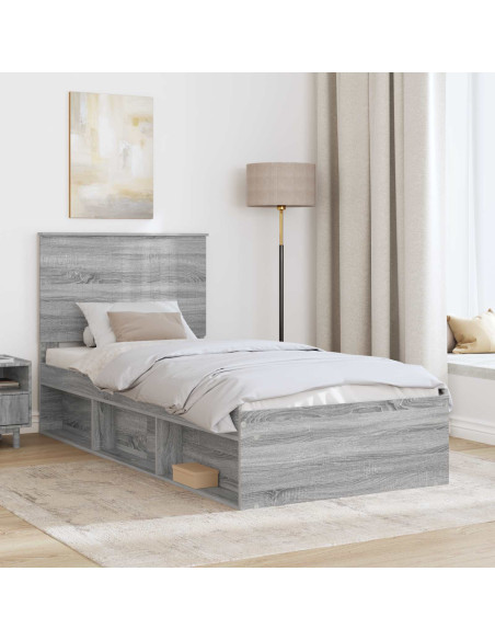 Struttura del letto Grigio Sonoma 90 x 190 cm Pino massello
