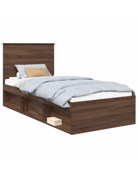 Struttura del letto Rovere Marrone 90 x 200 cm Pino massello
