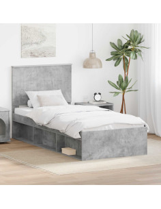 Struttura del letto Grigio Concretè 90 x 190 cm Pino massello