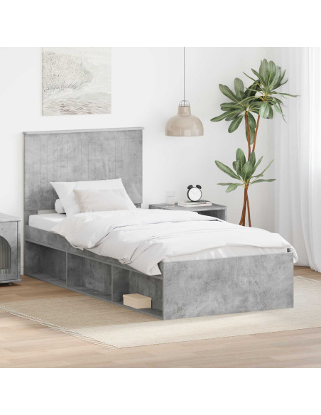 Struttura del letto Grigio Concretè 90 x 190 cm Pino massello