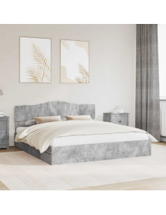 Letto con Contenitore con testiera Grigio cemento 200 x 200 cm