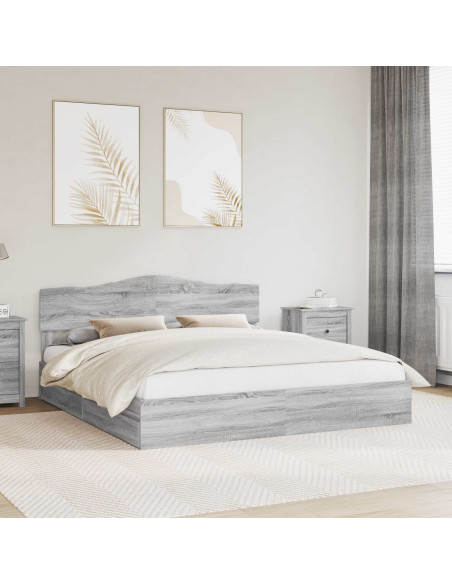 Letto con Contenitore con testiera Grigio Sonoma 200 x 200 cm