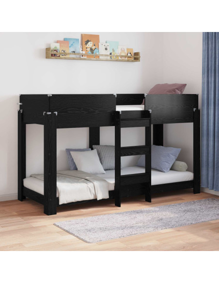 Letto a Castello per Bambini Rovere Nero 75 x 190 cm