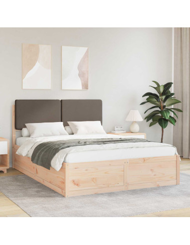 Letto con Testiera Rivestita Talpa 160 x 200 cm Pino massello