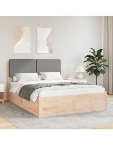 Letto con Testiera Rivestita Grigio chiaro 150 x 200 cm