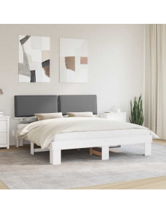Letto con Testiera Rivestita Grigio chiaro 180 x 200 cm